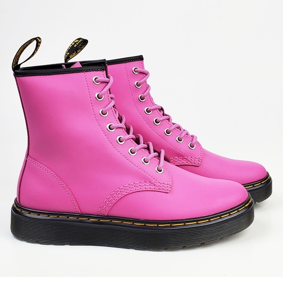 NWB Dr Martens Zavala combat boots thrift pink leather lace up preppy bohemian - Picture 7 of 15